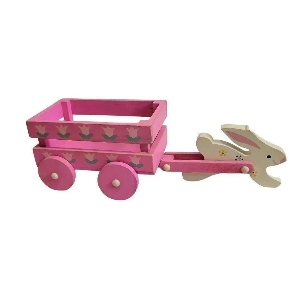 Wood Cart With Bunny Rabbit Handle
